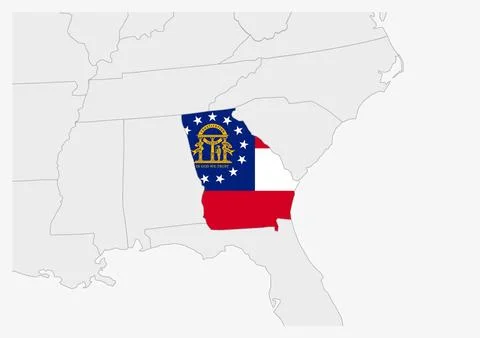 US state Georgia map highlighted in Georgia flag colors Stock Illustration
