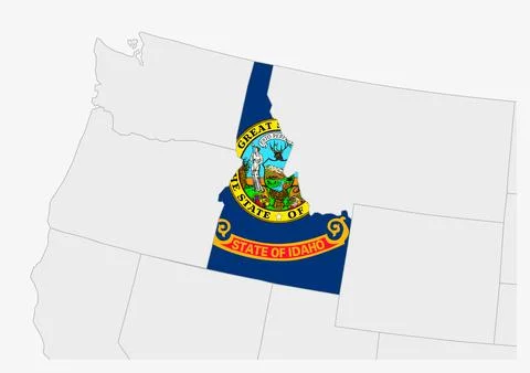 US state Idaho map highlighted in Idaho flag colors Stock Illustration