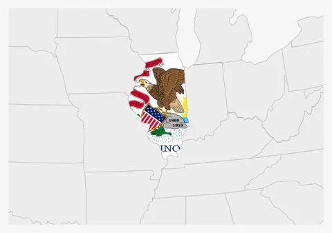 US state Illinois map highlighted in Illinois flag colors イラスト素材