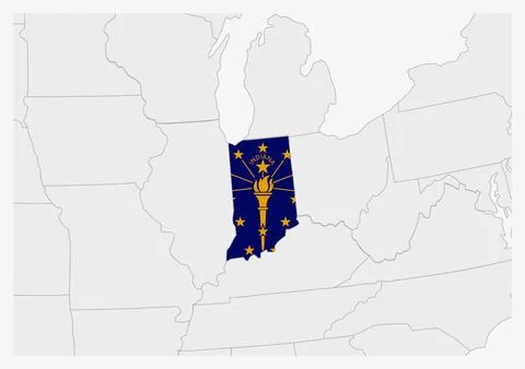 US state Indiana map highlighted in Indiana flag colors Stock Illustration