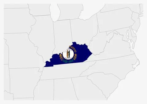 US state Kentucky map highlighted in Kentucky flag colors イラスト素材