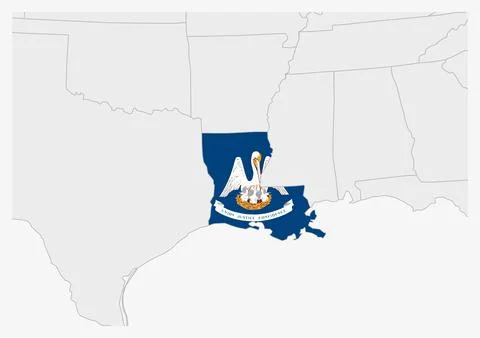 US state Louisiana map highlighted in Louisiana flag colors イラスト素材