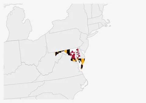 US state Maryland map highlighted in Maryland flag colors Stock Illustration