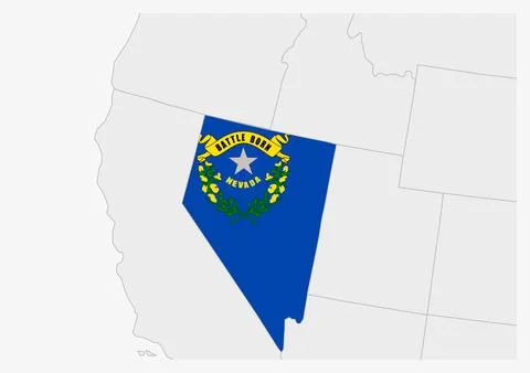 US state Nevada map highlighted in Nevada flag colors Stock Illustration