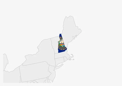 US state New Hampshire map highlighted in New Hampshire flag colors イラスト素材