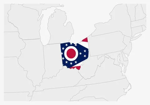 US state Ohio map highlighted in Ohio flag colors Stock Illustration