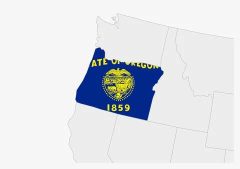 US state Oregon map highlighted in Oregon flag colors Stock Illustration