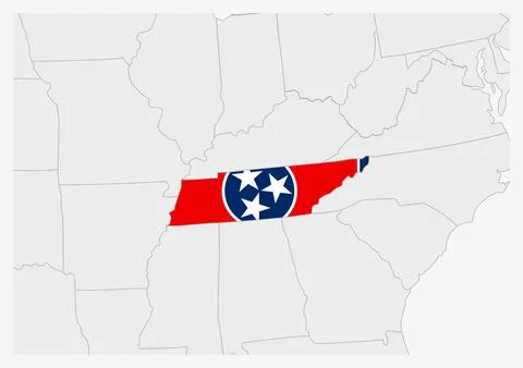 US state Tennessee map highlighted in Tennessee flag colors イラスト素材