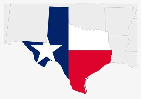 US state Texas map highlighted in Texas flag colors Stock Illustration