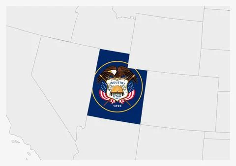 US state Utah map highlighted in Utah flag colors Stock Illustration