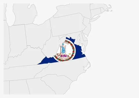 US state Virginia map highlighted in Virginia flag colors Stock Illustration