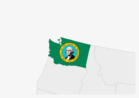 US state Washington map highlighted in Washington flag colors Stock Illustration