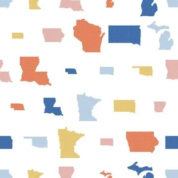 US States Dithered Seamless Pattern. Vector seamless dithering pixel style .. Stock Illustration