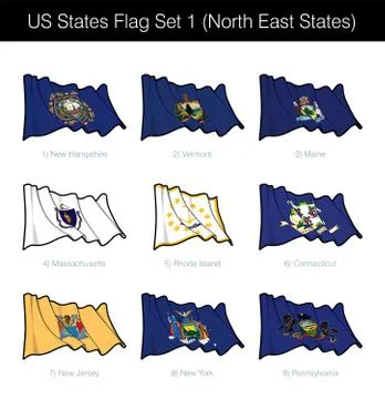 US States Flag Set - North East Stock Illustration