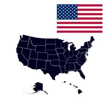 US states in the map of America Stock Illustration