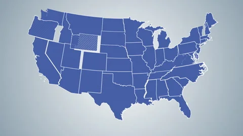 US States Map Build Animation Stock Footage