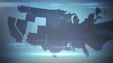 US States Map - Hitech Grunge Outline Video stock 43012714