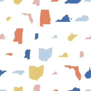 US States Map Pixel Seamless Pattern. Vector seamless dithering pixel style.. Stock Illustration