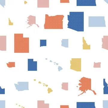US States Map Seamless Pattern. Vector seamless dithering pixel style pattern Stock Illustration