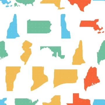 US States Maps Seamless Pattern. Vector seamless dithering pixel style patter Stock Illustration