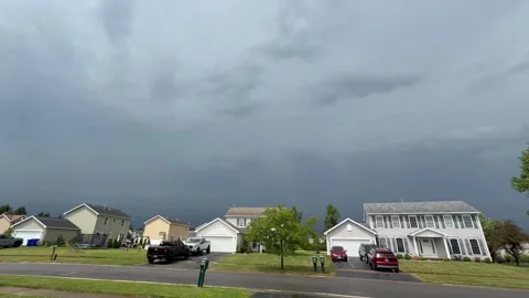 US: Storm Clouds Approach North Chili Amid Tornado Warning Stock Footage 340158025