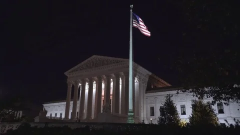 Us Supreme Court Building, slider shot at night - Washington DC Stock Footage