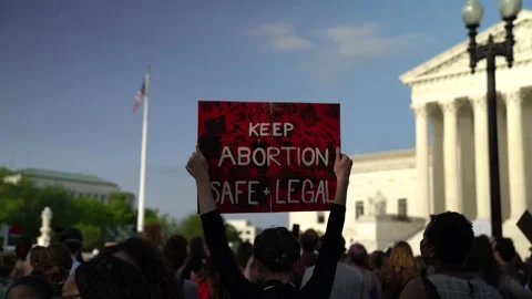 US Supreme Court Protest: Keep abortion safe + legal Stock Footage 189701442
