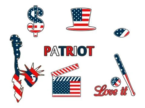 US symbols in the patriotic colors of isolation on a white background Stock Illustration