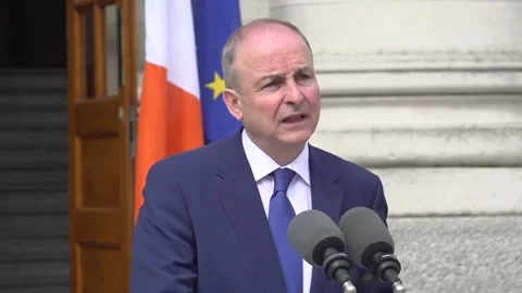 US tariffs on world-wide scale could create recessionary trends, Taoiseach says Stock Footage 305778078