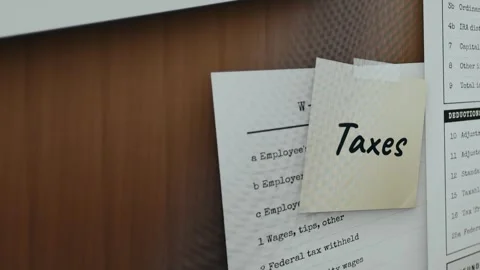 US Tax documents Form W-2 and Form 1040, concept of Tax Stock Footage 333445535