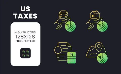 US taxes yellow solid gradient desktop icons Stock Illustration
