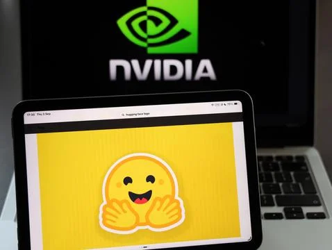 US tech giant Nvidia announces acquisition of AI platform Hugging Face, London,  Stock Photos