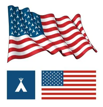 US Teepee Waving and Flat Flag Stock Illustration