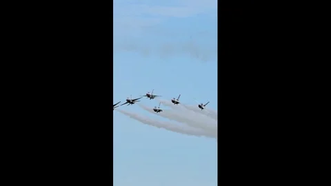US: Thunderbirds Split Across Ohio Sky In Spectacular Delta Burst Stock Footage 337599138