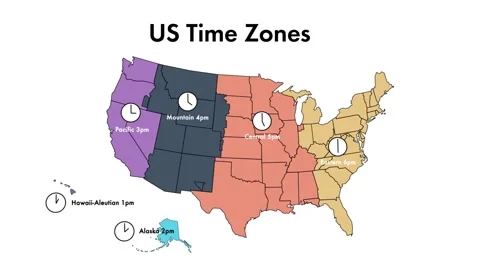 US time zones Video stock 134398967