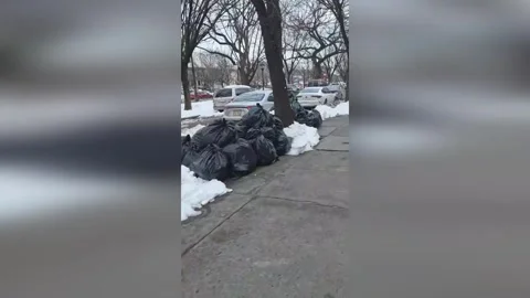 US: Trash Piles Overwhelm Brooklyn Neighborhood As Sanitation Delays Spar... Stock Footage 328382580