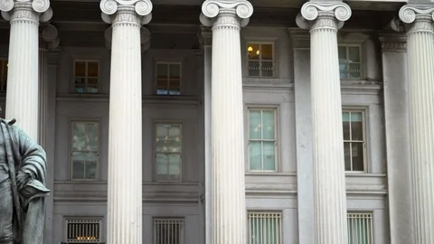 US Treasury - Alexander Hamilton Statue Stock Footage 86693806