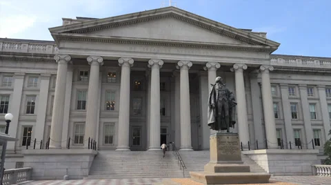 US Treasury Department building, DC, north entrance, stock footage Stock Footage