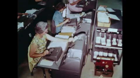 U.S. Treasury Department Female Employees At Accounting Data Processing Stock Footage