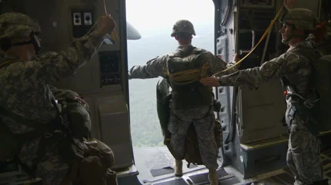 US - Troop Drop - Para Troopers Drop 01 Stock Footage 32847622