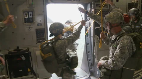 US - Troop Drop - Para Troopers Drop 02 Stock Footage 32847772