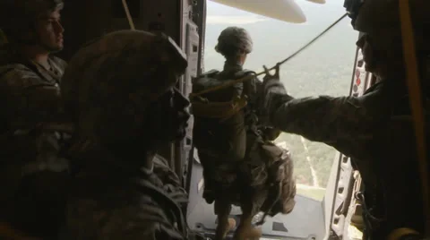 US - Troop Drop - Para Troopers Drop 03 Stock Footage 32847800
