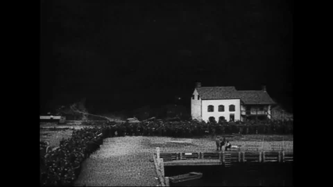 U.S. troops are boarding a ferry at Alpine harbor - 1918 Stock Footage 83660570