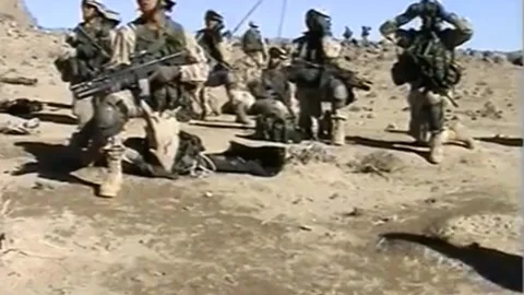 US troops continue cave-clearing operations (3) Video stock 235253991