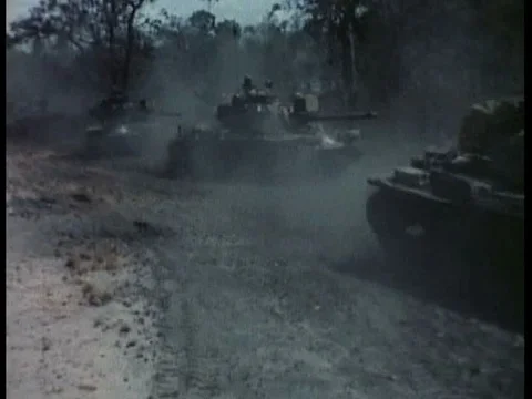 US troops help with the Revolutionary Development Program in 1960s Vietnam byƒ Stock Footage 75274777