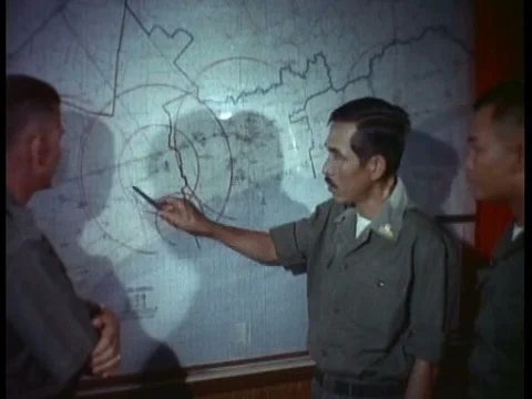 US troops help with the Revolutionary Development Program in 1960s Vietnam byƒ Stock Footage 75274778
