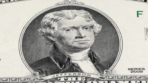 US two dollar bill tracking. 2 USD. Slider shot. Low angle, macro. 4K Stock Footage 125134691