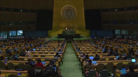 US: UN General Assembly adopts 3.45 bln USD program budget for 2026 Video stock 325389868