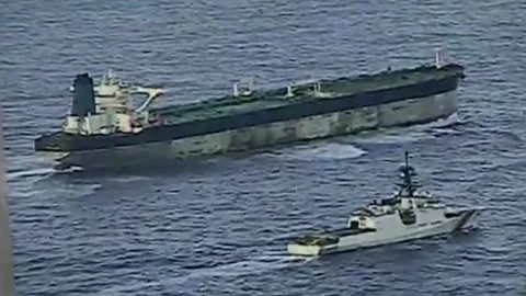 US: US seizes Russian-flagged oil tanker in North Atlantic: European Comm... Stock Footage 325971681