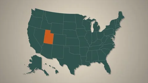 US Utah state border 2D visualization, modern map outline, travel Stock Footage 146899712